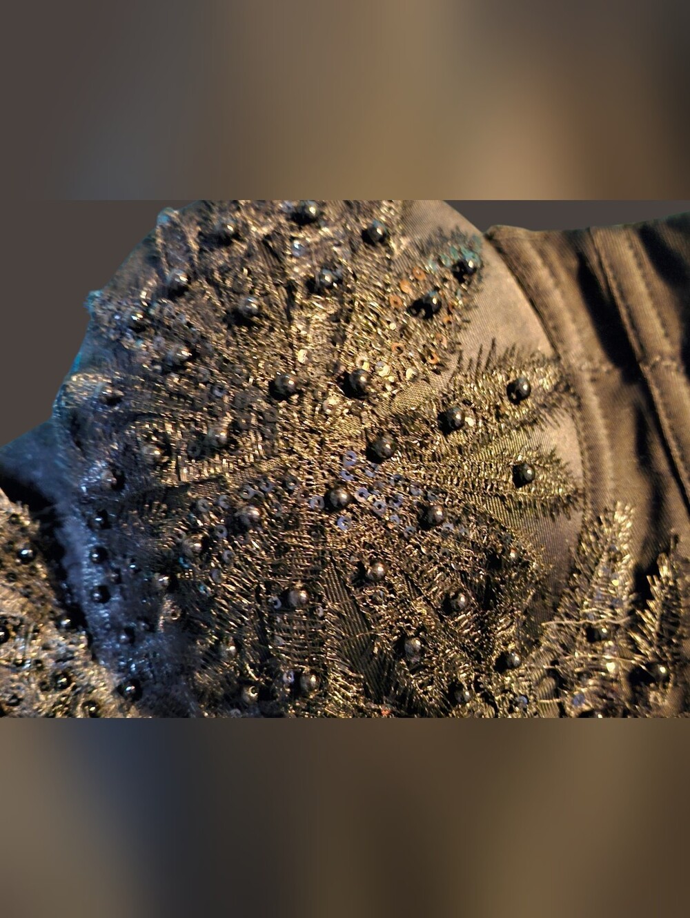 Black Beaded Spaghetti-Strap Corsette Top - Picture 4 of 6